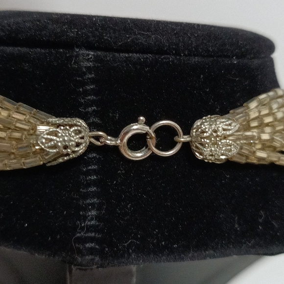 Silver Toned Multi Strand Beaded Necklace - Picture 2 of 2